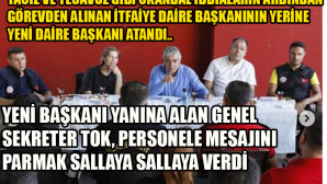 SKANDALLA İLGİLİ AÇIKLAMA YOK.. YENİ BAŞKANI PARMAK SALLAYARAK TANITMA VAR